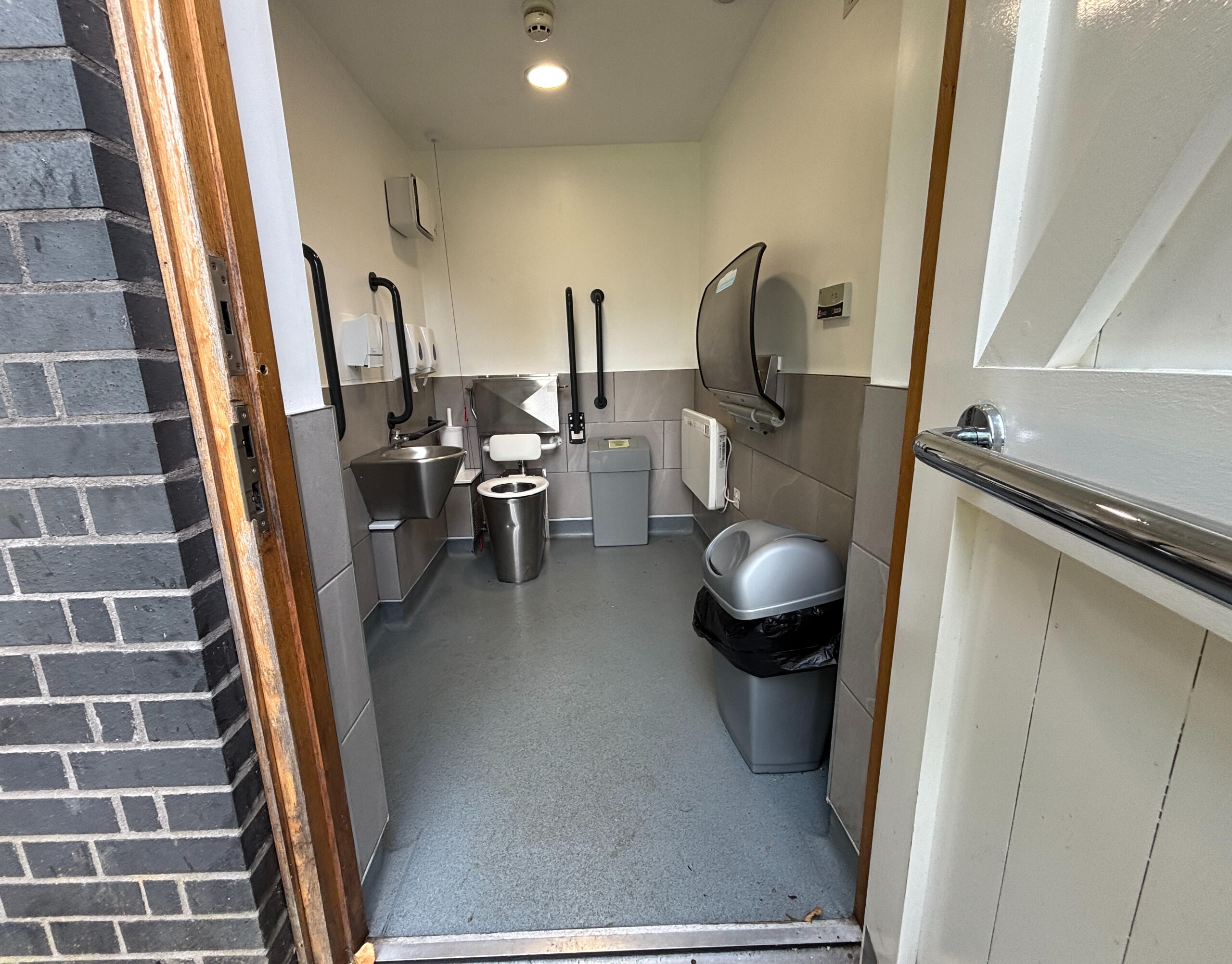 The interior of a gender-neutral toilet for one person.